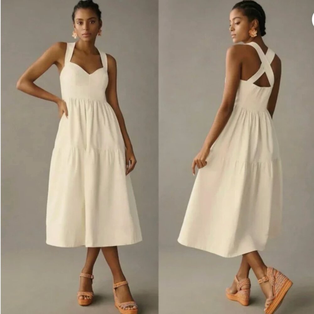 Anthropologie Forever That Girl Denim Sweetheart Dress Size Medium MSRP $170.00